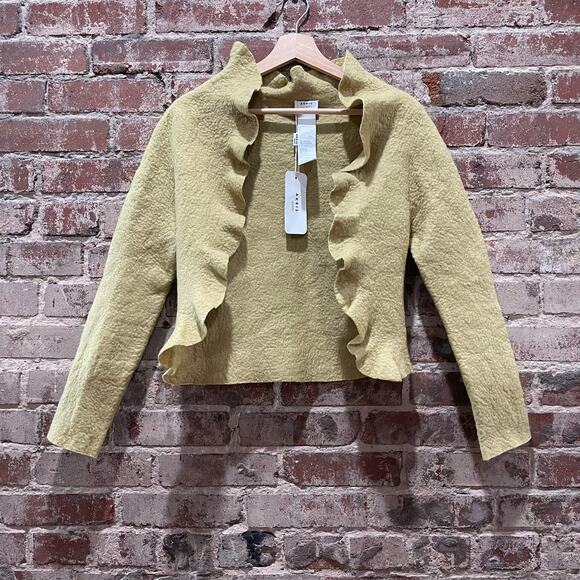 NWT Akris Punto Ruffled Linen Blend Open Front Cardigan Size 4 - Picture 8 of 8